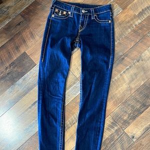 True Religion Super Skinny Dark Wash Stretch Denim Size 24 EUC